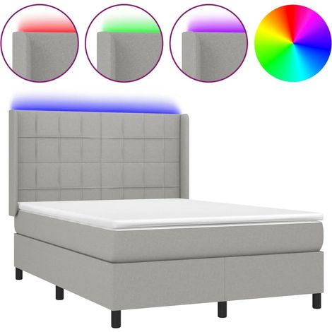 Maison Exclusive - Cama box spring colchón y luces LED tela gris (1/5)