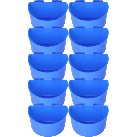 Lot de 10 mangeoires suspendues pour pigeons, en plastique sûr, avec motif demi-cercle bleu. (1/5)