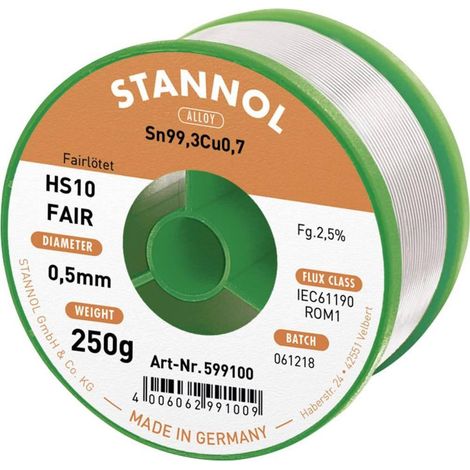 Stannol HS10 Fair hilo de soldadura plata 250 g 0,5 mm