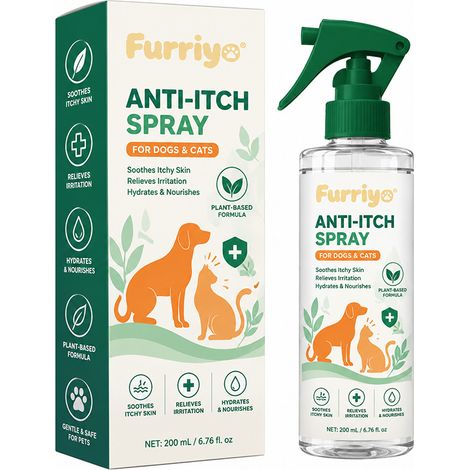 Furriyo Hautpflegespray für Katzen und Hunde: Die sanfte Formel lindert Hautirritationen und reduziert Kratzen. Für die Haustierpflege. (1/5)