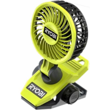 Ryobi – Ventilateur sur pince 4V USB Lithium – 2 vitesses de soufflerie 2300/3800 tr/min – Tête orientable 325° – Pince d'accroche 32 mm - RCF4-0