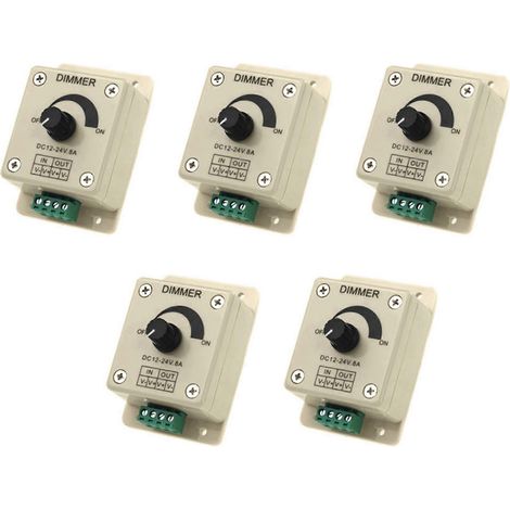 Cinq contrôleurs de gradation LED DC 12V-24V, capables de régler la luminosité monochrome des bandes LED 5050/3528. (1/4)