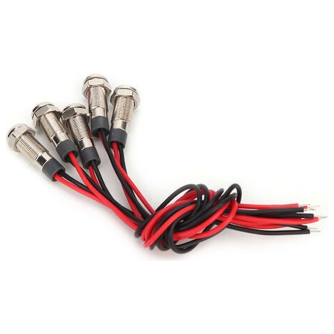 Voyant Lumineux LED, 5 Pièces / Ensemble 5 Couleurs de Lumière IP66 6mm LED étanche à L'eau en Métal Voyant D'avertissement avec Fil 1NO (AC220V) (1/5)