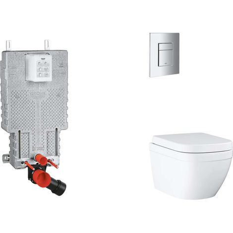 Grohe Uniset - Set bâti-support, cuvette, abattant SoftClose, plaque de déclenchement Skate Cosmopolitan, Triple Vortex, chrome SANI15BB2104 (1/5)