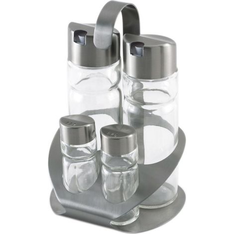 VINAGRERA Y ACEITERA INOX C/SOPORTE