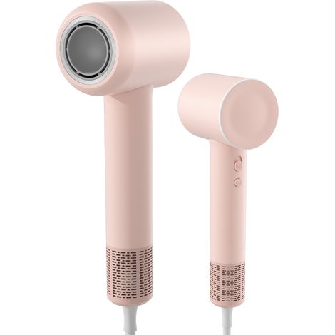Sèche-cheveux Hair Gleam, moteur haute vitesse 110 000 tr/min, débit 65 m/s, poids léger 330 g, 2 millions d'ions négatifs, température et débit contrôlés, rose