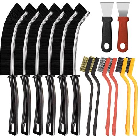14 brosses de nettoyage des crevasses avec poils durs, brosse de nettoyage des joints, brosse de prise électrique pour le nettoyage, brosse à joints de salle de bain, brosse de nettoyage des (1/5)