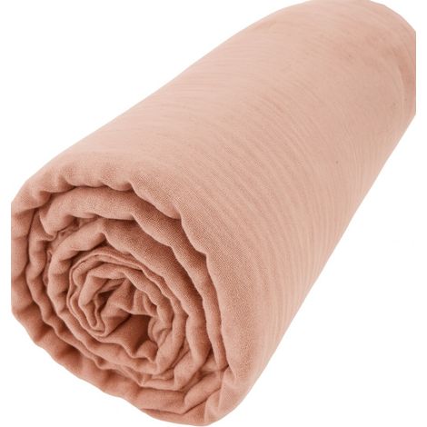 Drap Housse Gaze de coton - Bonnet 30 Cm - Plusieurs Tailles - Plusieurs Coloris - 200x160cm - Rose