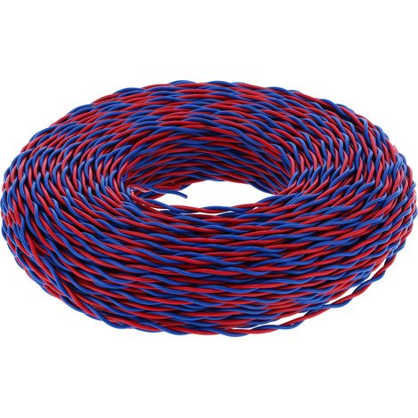 Fil électrique PVC isolé rouge et bleu 2x1 100m 56 jauge AC300V RVS‑2 pour branchement électrique