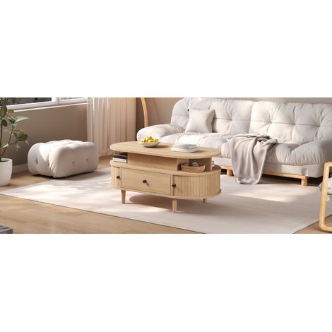 Table à manger extensible 120 à 160 x 80 cm MDF marron avec rangement intégré - CHICFURN (1/5)