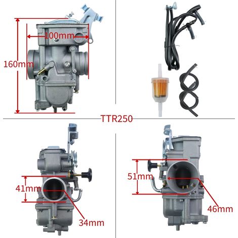 Carburetor for Yamaha TTR250 motorcycle, compatible with Yamaha 1999-2006, part number 5GF-14301-01-00 (1/4)