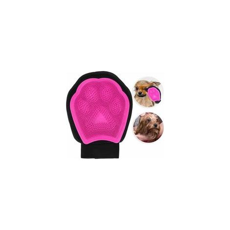 Gant de massage respirant pour chien et chat, brosse de nettoyage, rose –