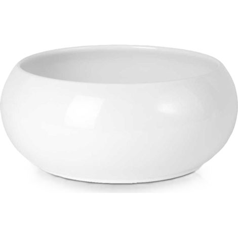 Pot de fleurs en céramique, couvercle, coupe décorative, blanc classique, 14 cm (1/2)