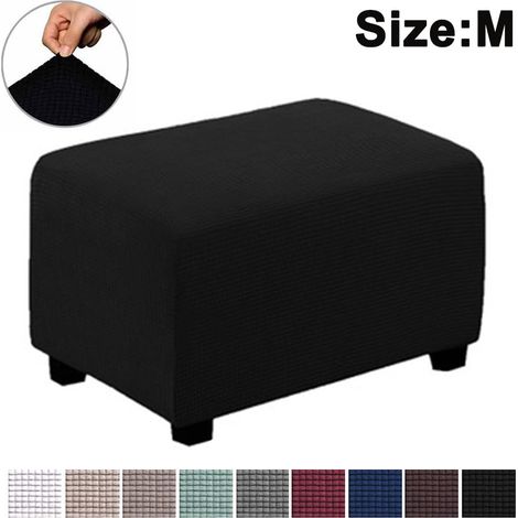 Housse extensible pour pouf universel, housse ajustable surdimensionnée, protège-meuble élastique, cache-pouf de rangement, tissu jacquard stretch, taille unique, antidérapant, facile à poser (1/5)