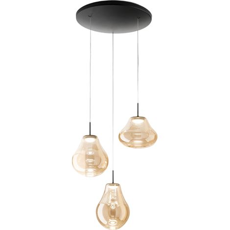 Suspension Deva Ø500Mm, Led 42W, 4530Lm, 2700K/3000K/4000K, Réglable, Structure En Métal Et Verre Borosilicate Ambré, Design Élégant Et Moderne. (1/3)