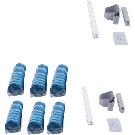 Set di 2 scopini per WC monouso con supporto, manico estensibile e 48 ricariche di detergente, per la pulizia del bagno. (1/5)