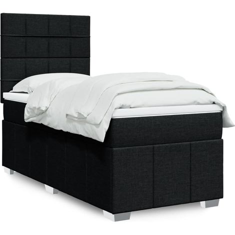 Sommier à lattes de lit avec matelas-Cadre de lit avec matelas Noir 90x190 cm Tissu 802463 (1/5)