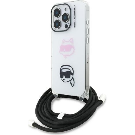 Borsa a tracolla Karl Lagerfeld IML, custodia Karl&Choupette Head per iPhone 16 Pro bianca (1/5)