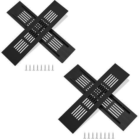 Grille de ventilation, grille de ventilation en aluminium pour la ventilation des placards et des pièces, 20x5 cm, noir, 4 pièces (1/5)