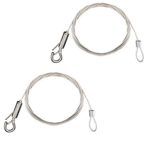 2pcs Fil Suspension Cadre en Acier Inoxydable Câble Acier Galvanisé avec Tendeur et Crochet Fil Suspendu pour Cadre Photo/Lumière/Cimaise/Miroir/Rideaux-1.5mm x 2m Chargé Max de 30KG