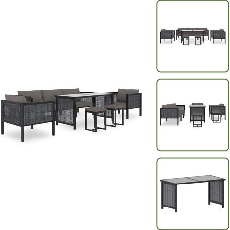 8-tlg. Garten-Lounge-Set mit Auflagen Poly Rattan Anthrazit - Loungemöbel - Gartenmöbel - Outdoor Möbel - Esszimmergarnituren - Rattanmöbel (1/5)