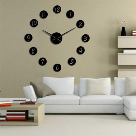 Noir - 47'' Chiffres Arabes Horloge Murale Moderne à Monter soi-même, silencieuse, 3D,décoration de Maison, Bureau,Cadeau (1/2)