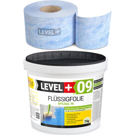 LEVEL+ Dichtset für Duschabdichtung Bad Dichtband Flüssigfolie 7kg SET72 (1/5)