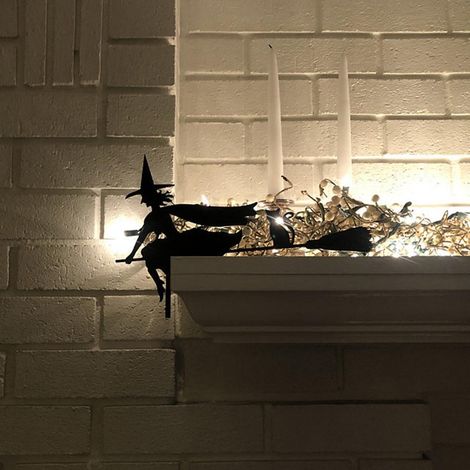 Décoration de porte d'angle pour Halloween (1 pièce) : panneau sorcière et toile d'araignée (1/5)
