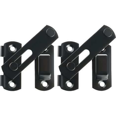 Serrure de sécurité pour porte, lot de 2 unités, 3 pouces, acier inoxydable, couleur noire, antivol, pour portail et grange.-AquaForge (1/5)