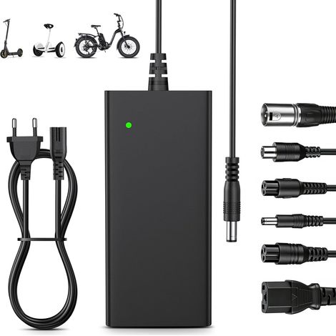48V Chargeur Trottinette Électrique, 54,6V 2A Adaptateur Scooter avec 6 Connecteurs, Chargeur Universel pour , , , , , , , et Plus (1/5)