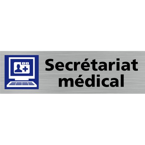 Pictogramme SECRETARIAT MEDICAL (Q0372).- Adhésif aspect aluminium brossé - (1/5)