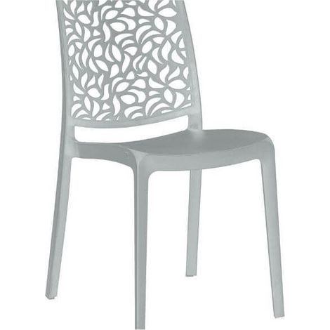 Conjunto de 4 sillas de resina monobloque London Stone de Flow en gris salvia