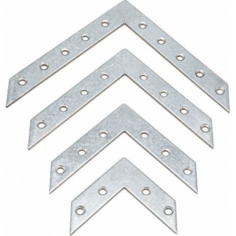 Équerre de renfort et d'assemblage d'angle plate renforcée en tôle épaisse – Fixation et assemblage pour meuble, table ou étagère – LPP 80 x 80 mm – Lot de 20 pièces