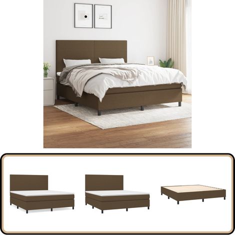 Sommier à lattes de lit avec matelas Marron foncé 160x200 cm - Lit Double - Lit Plateforme - Matelas À Ressorts Ensachés - Literie - Chambre À Coucher