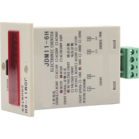 Compteur sans tension JDM11-6H, 6 chiffres, affichage numérique électronique LED, relais AC/DC12V (1/5)