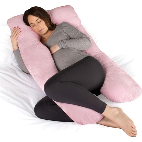 Dreamcatcher Pink Pregnancy Pillow, U Shaped Shredded Memory Foam Maternity Cushion Machine Washable & Removable Velvet Cover (1/5)