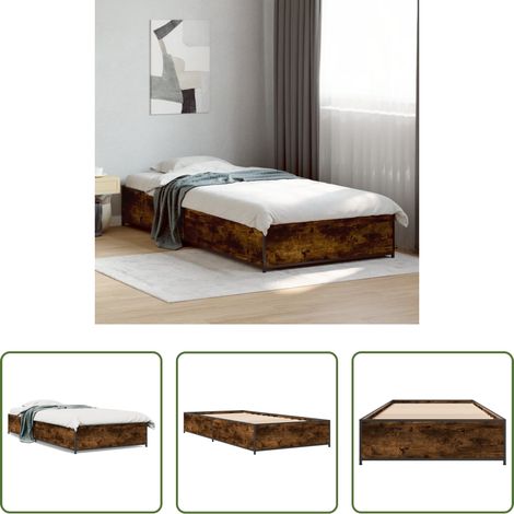 Lit chêne - Cadre de lit sans matelas chêne fumé 75x190 cm (1/5)