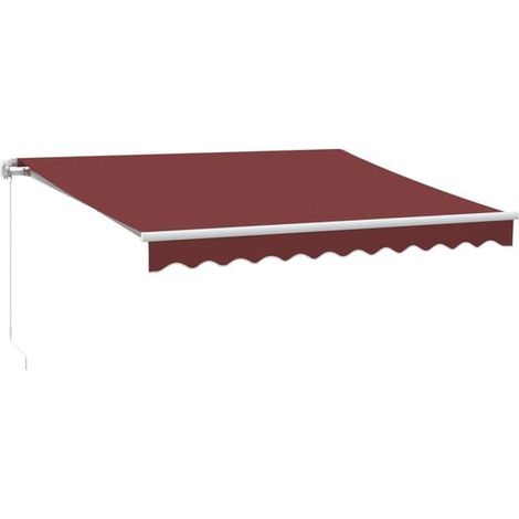 Store banne rétractable manuellement avec éclairage LED, bordeaux, 300 x 250 cm (1/4)