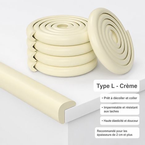 Bande de protection d'angle antichoc pour enfant profil en L NBR beige 2 m beige 230 g – Livraison gratuite