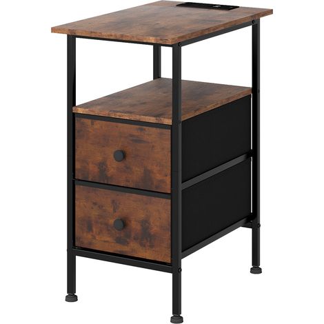 Levede Bedside Table Side Cabinet Storage Nightstand Charging Station 2 Drawers