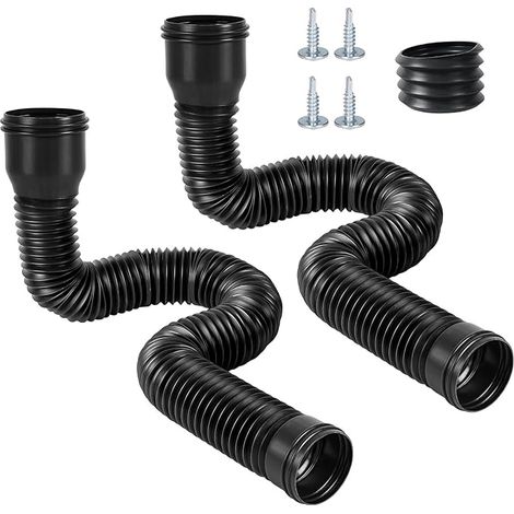 Gutter Downpipe Extension, Rainwater Drainage Hose Extension 47 to 150 cm, Flexible Expandable Retractable Gutter Spout Drain Connector, Black (1/5)