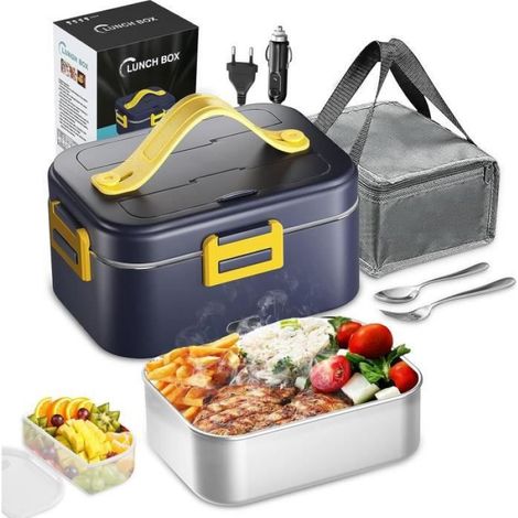 Boite A Lunch Chauffante - 1.8 L - 75 W - Alimentation 12 V 24 V 220 V - Acier Inoxydable 304 - Pour Voiture Bureau Travail - 1 Unite (1/4)