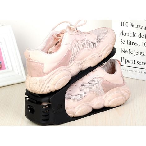 10 porte-chaussures de rangement réglable épaissi à trois vitesses bricolage créatif porte-chaussures en plastique simple porte-chaussures double couche gris 25cm (1/4)