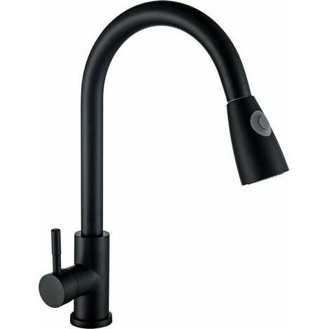 Mitigeur de lavabo Robinet mitigeur eau chaude et froide en U inox orientable 360° noir Extraire (1/5)