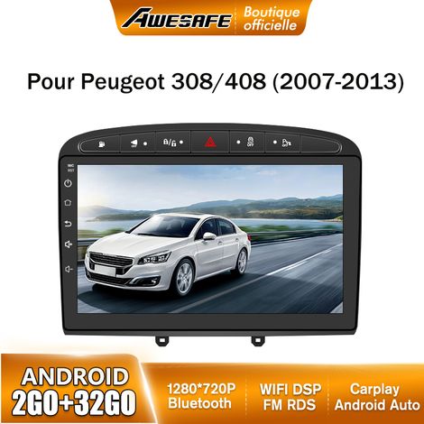 AWESAFE Autoradio Android 13 pour Peugeot 308/408 (2007-2013) 2Go+32Go 9'' Écran Tactile GPS Android Auto WiFi Noir (1/5)