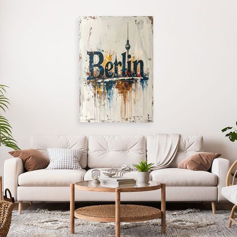 Wandbild Berlin Typografie Schriftzug imitierte Farbe 40x60 (1/4)