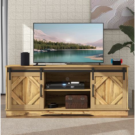 CHICFURN Mueble TV 150 x 40 x 60 cm marrón rústico con puertas correderas (1/5)