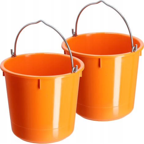 KADAX Baueimer aus Kunststoff, Mörteleimer mit Griff, Orange, 2 Stück, 12L