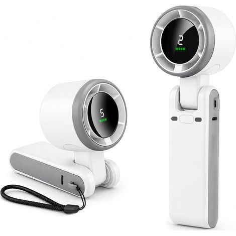 Ventilateur turbo poche LED 5 vitesses rechargeable blanc (1/5)