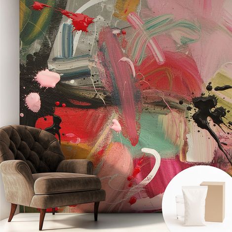 Papier peint intissé décoratif pour salon chambre et cuisine Facile à poser avec colle Chaos coloré 250x250 cm (1/5)